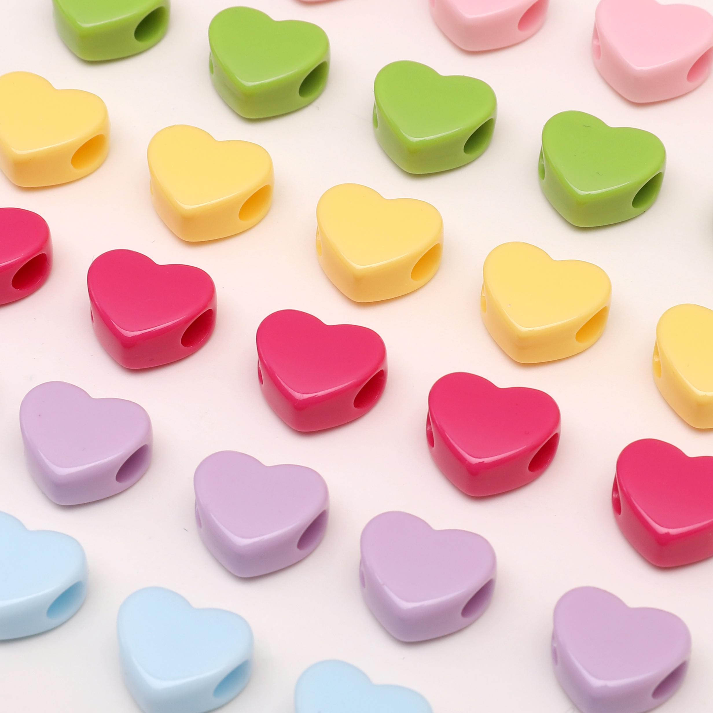 Jewelry Making Items - 10-30Pcs Acrylic Large Hole Heart Beads