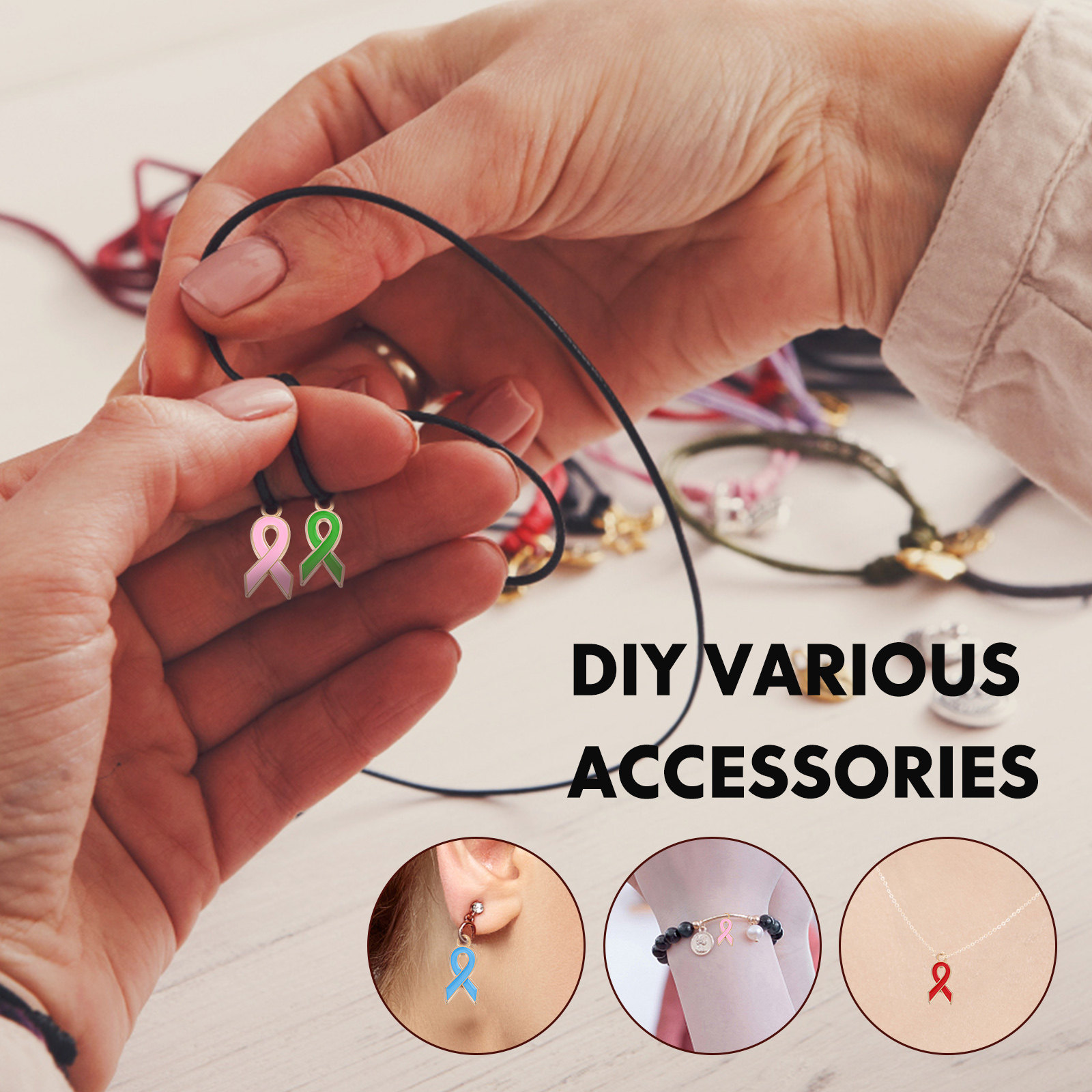 Jewelry Making Event - 40Pcs Ribbon Pendant Decorations Multicolor Ribbon