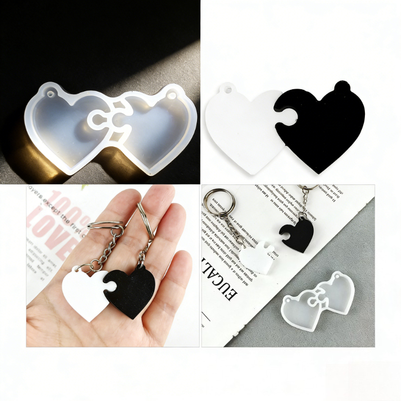 Jewelry Making For Couples - Heart Keychain Epoxy Resin Silicone Mold