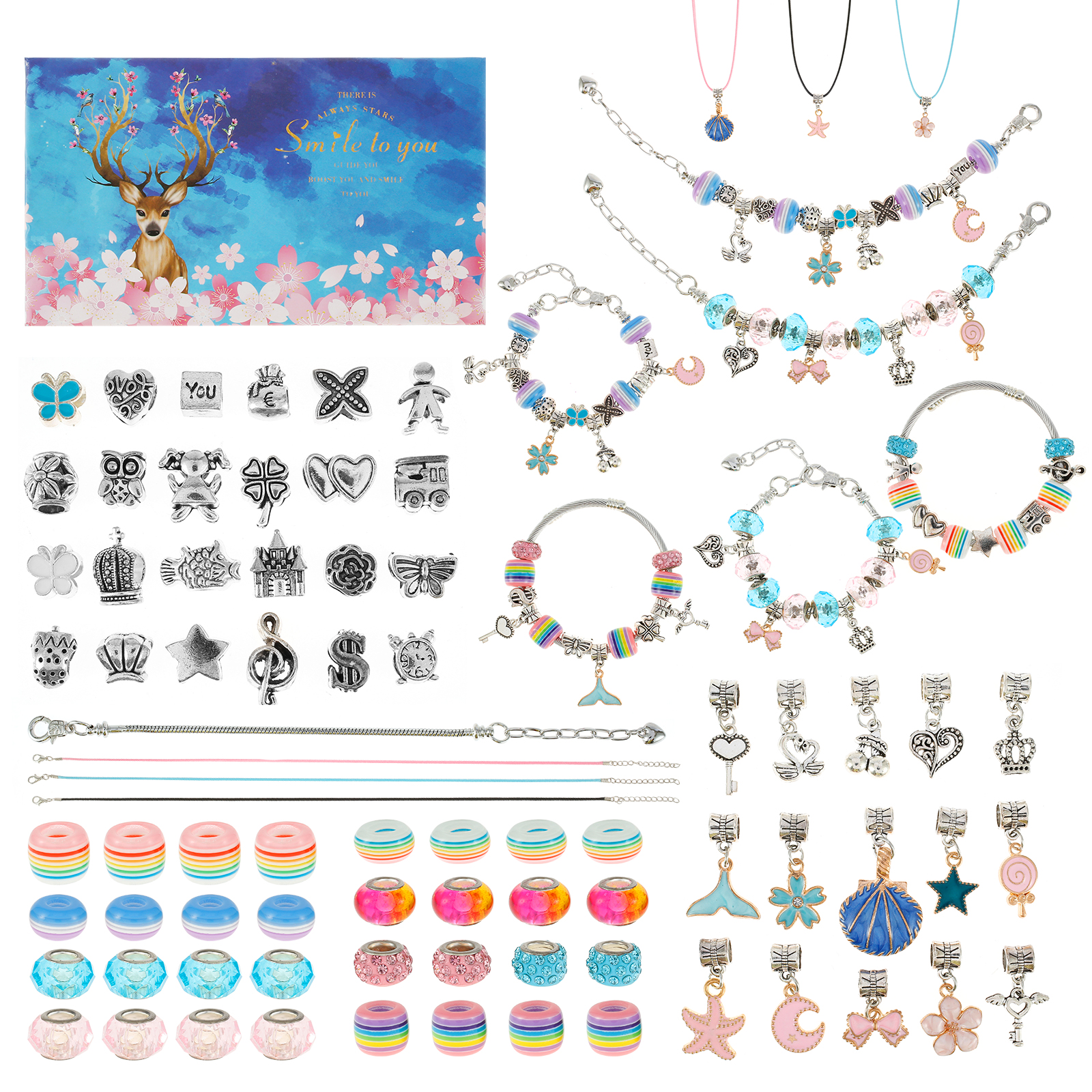 Jewelry Making Kit For Kids - 78Pcs Bracelet Making Kit Charm Jewelry