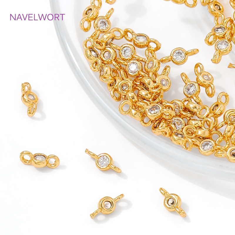 Jewelry Making Items - 18K Gold Plated With Zircon Connectors
