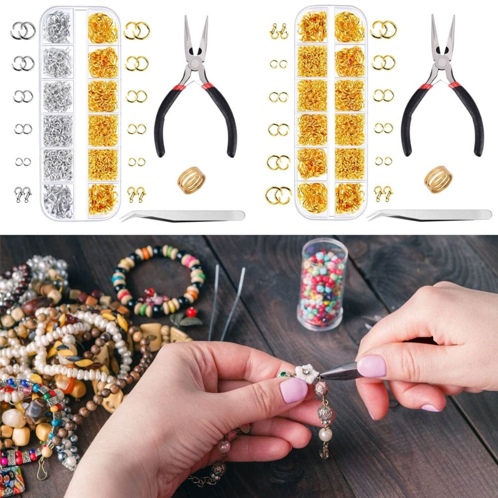 Jewelry Plier Set - 1200pcs 4-10mm Gold Silver Open Jump