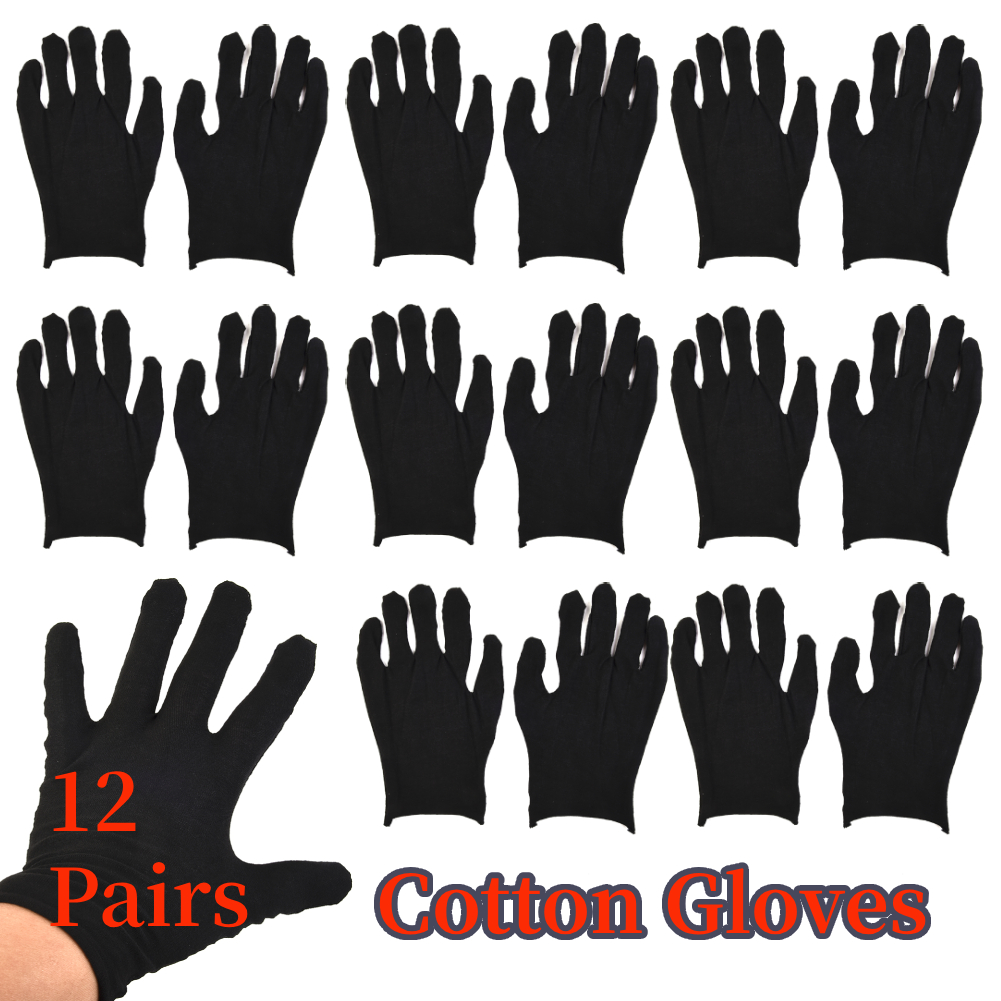 Jewelry Making Gloves - 12 Pairs Black Cotton Gloves Soft