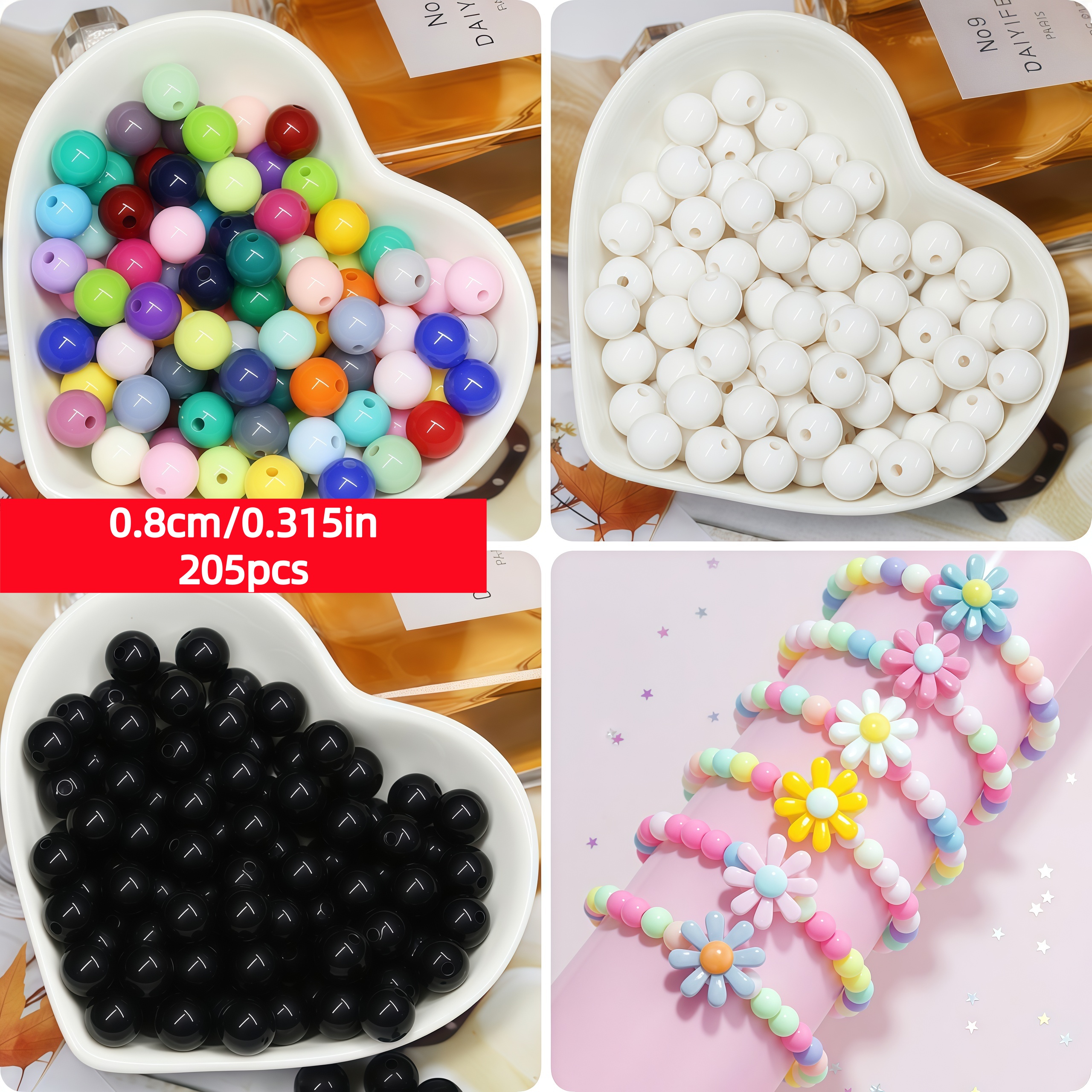 Jewelry Making Items - 0.8cm/0.315in 205 DIY acrylic beads mixed