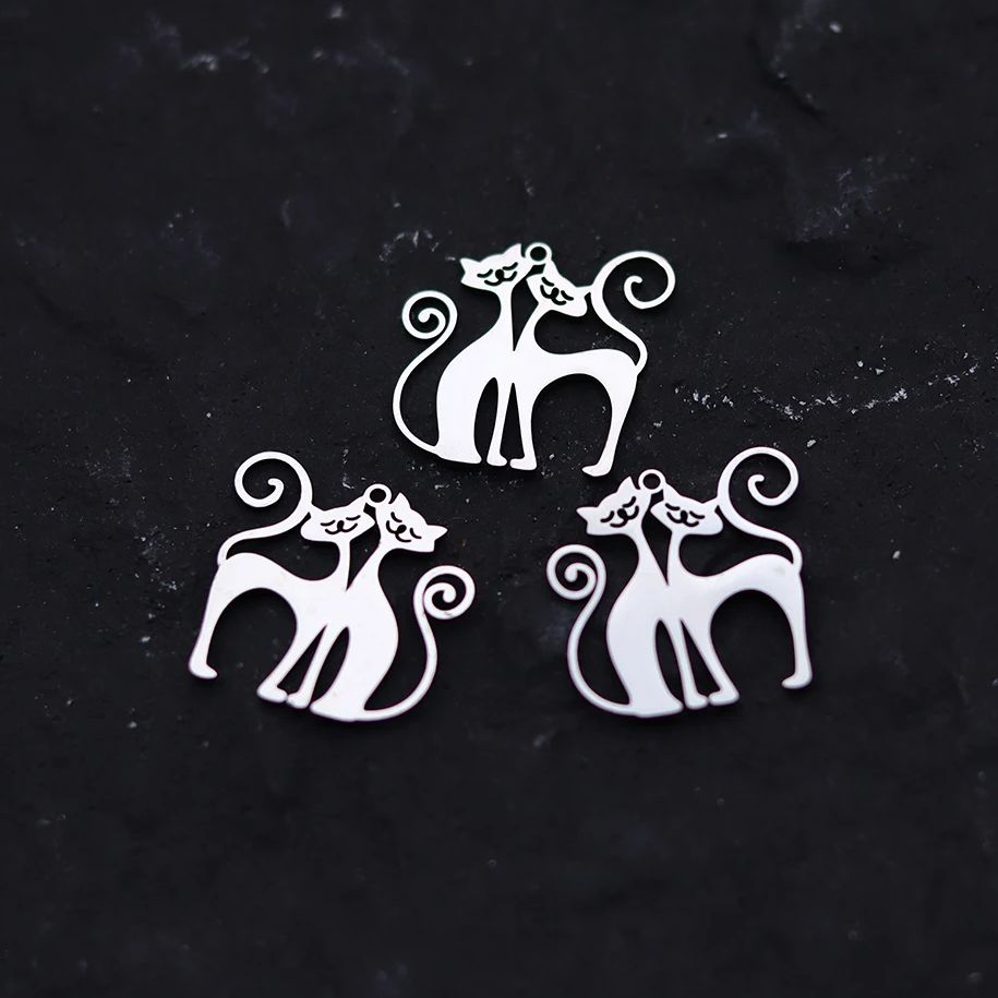3pcs Cute Couple Cat Stainless - Jewelry Making For Couples incelemesi ve fiyatı