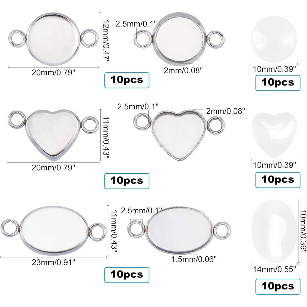 30 Sets Oval/Flat Round/Heart  - Pendant Blank Bezel incelemesi ve fiyatı