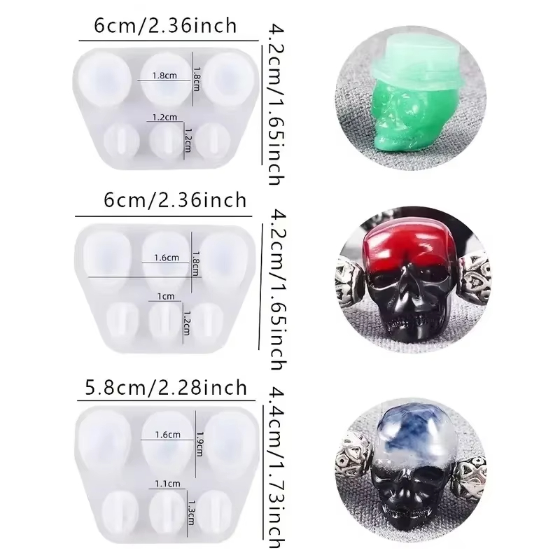 3Pcs Skull Pendant Resin Mold  - Jewelry Making Mold incelemesi ve fiyatı