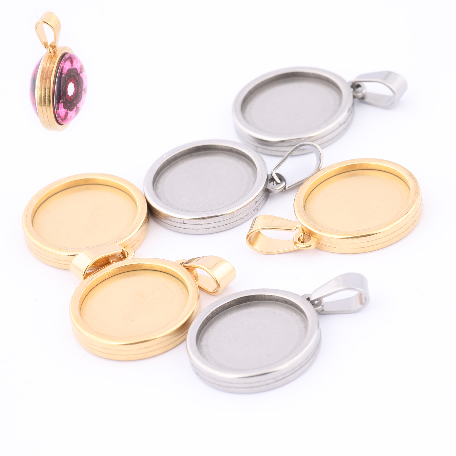 5pcs Stainless Steel Gold Plat - Pendant Blank Bezel incelemesi ve fiyatı