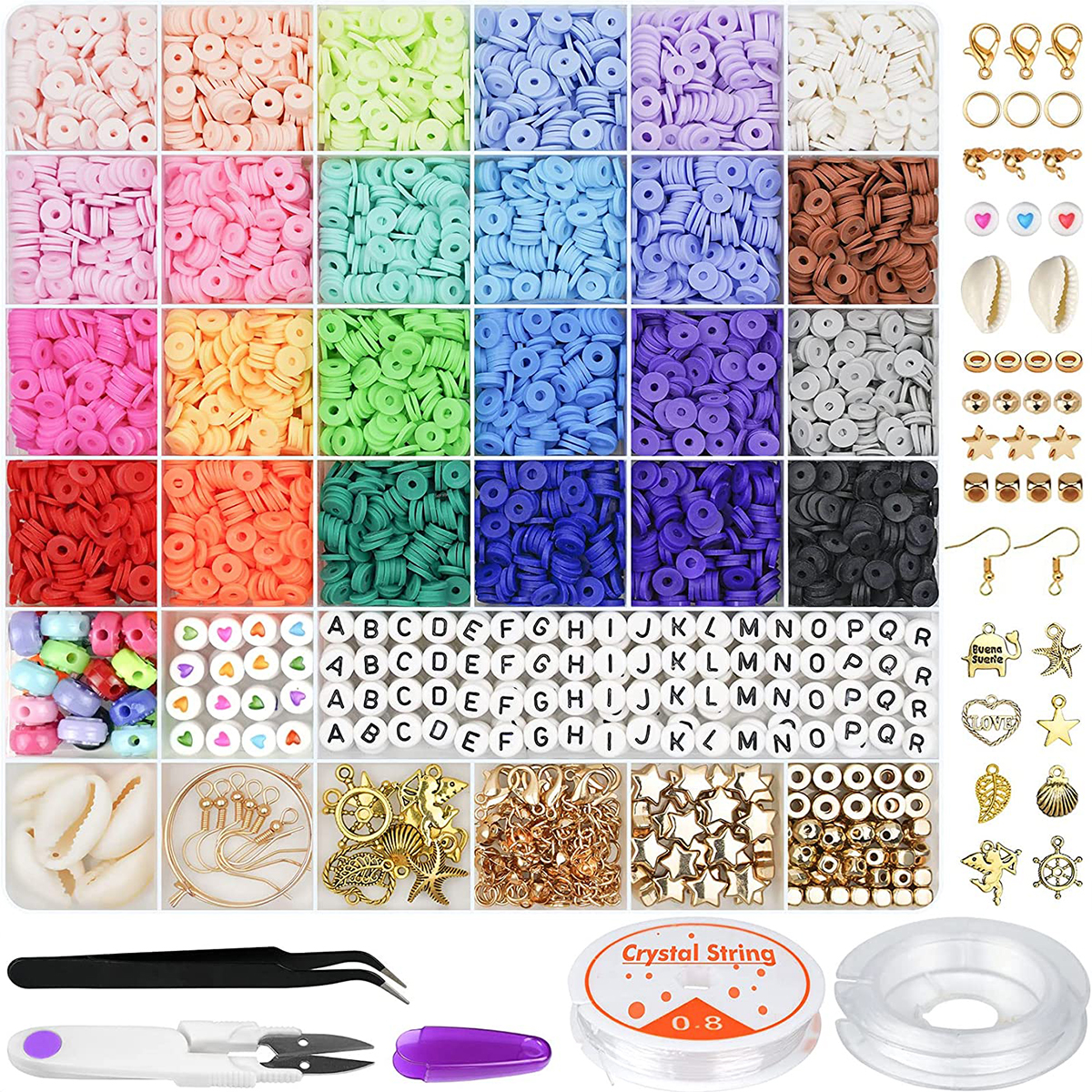 6000 Pcs 24 Colors Flat Round  - Jewelry Making Kit For Kids incelemesi ve fiyatı