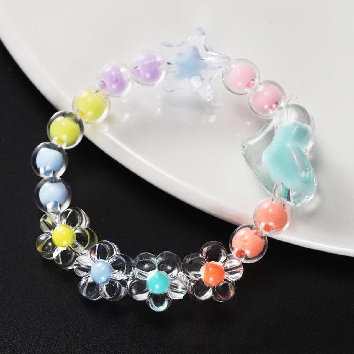 174pcs/Box Heart Acrylic Beads - Jewelry Making Kit For Kids incelemesi ve fiyatı