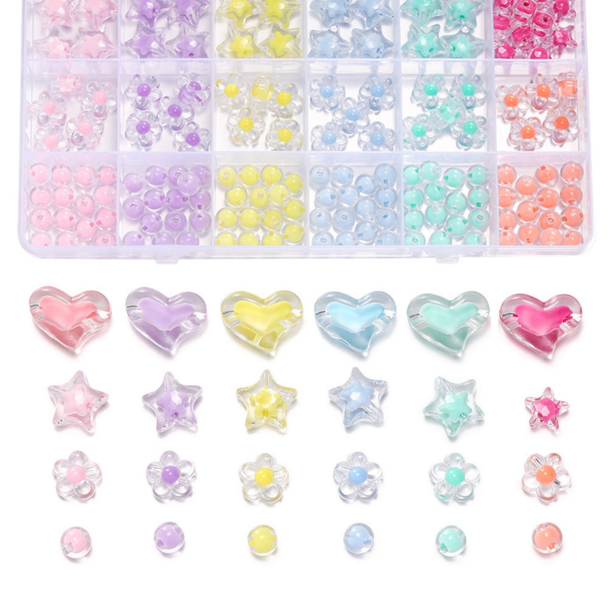 174pcs/Box Heart Acrylic Beads - Jewelry Making Kit For Kids incelemesi ve fiyatı
