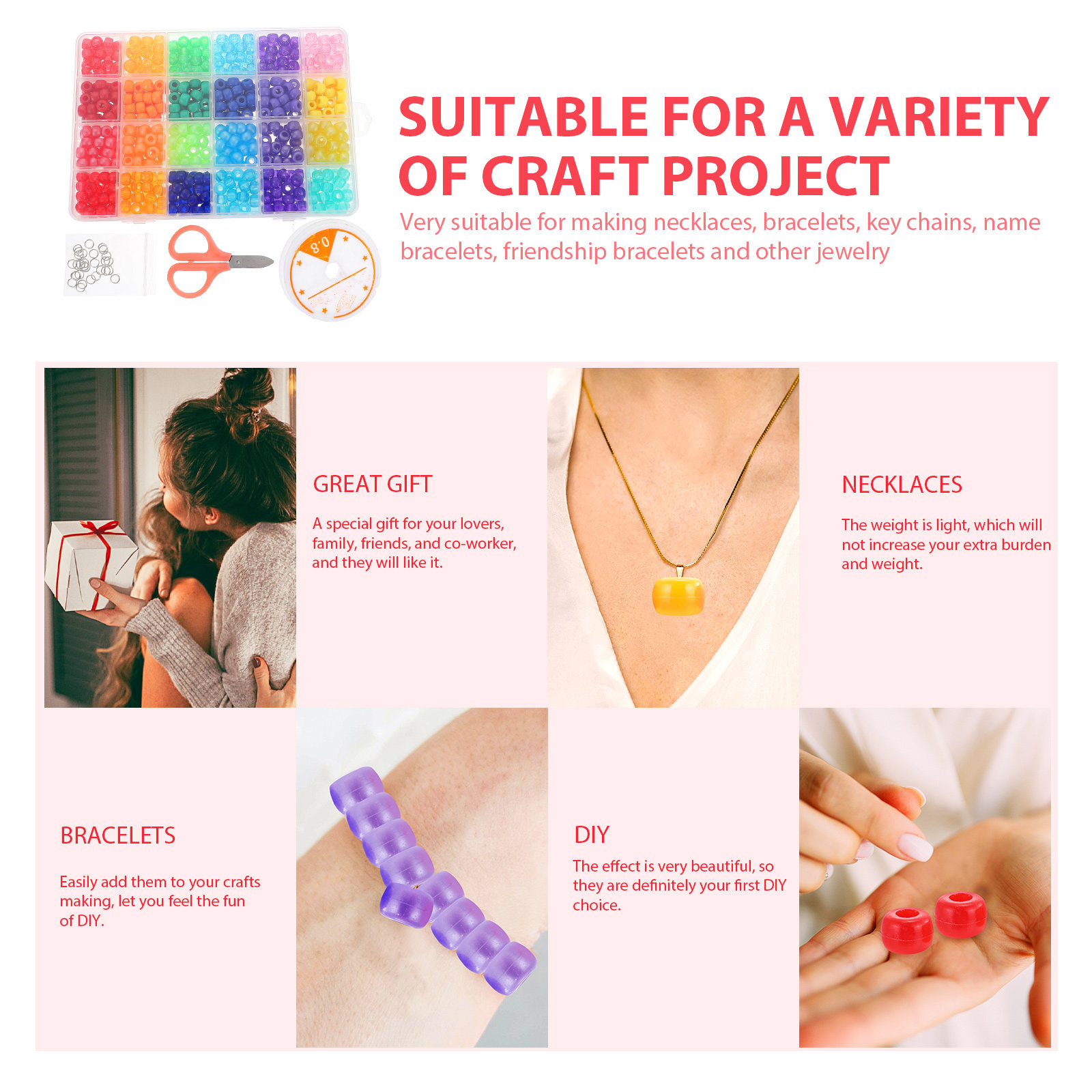 1Set Large Hole Beads DIY Bead - Jewelry Making Kit For Kids incelemesi ve fiyatı