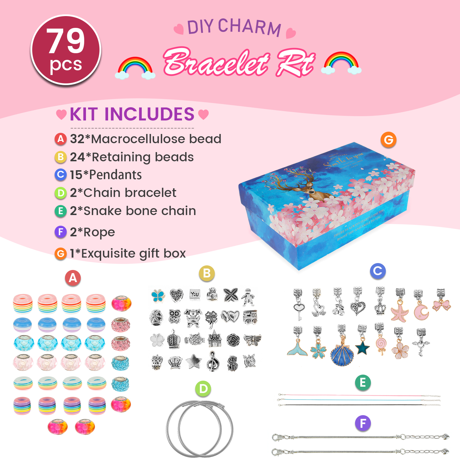 78Pcs Bracelet Making Kit Char - Jewelry Making Kit For Kids incelemesi ve fiyatı