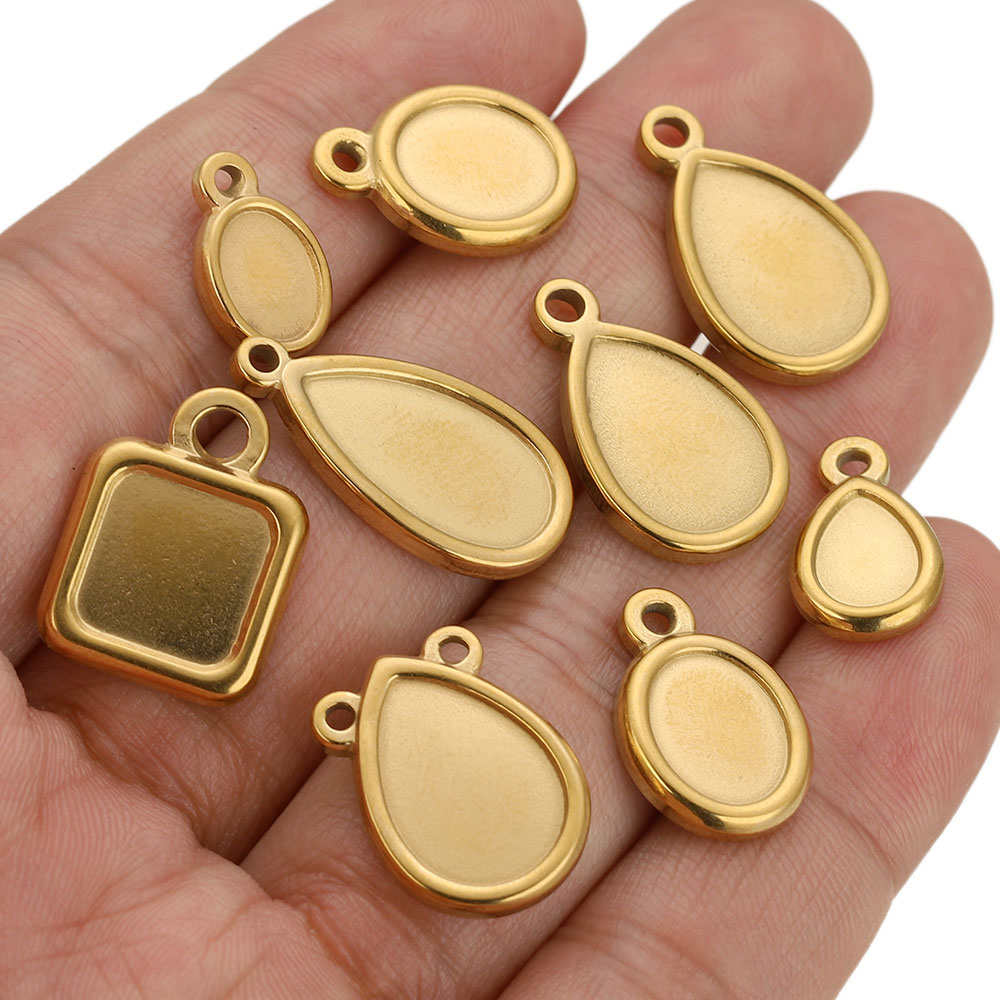 5pcs Stainless Steel Square Dr - Pendant Blank Bezel incelemesi ve fiyatı