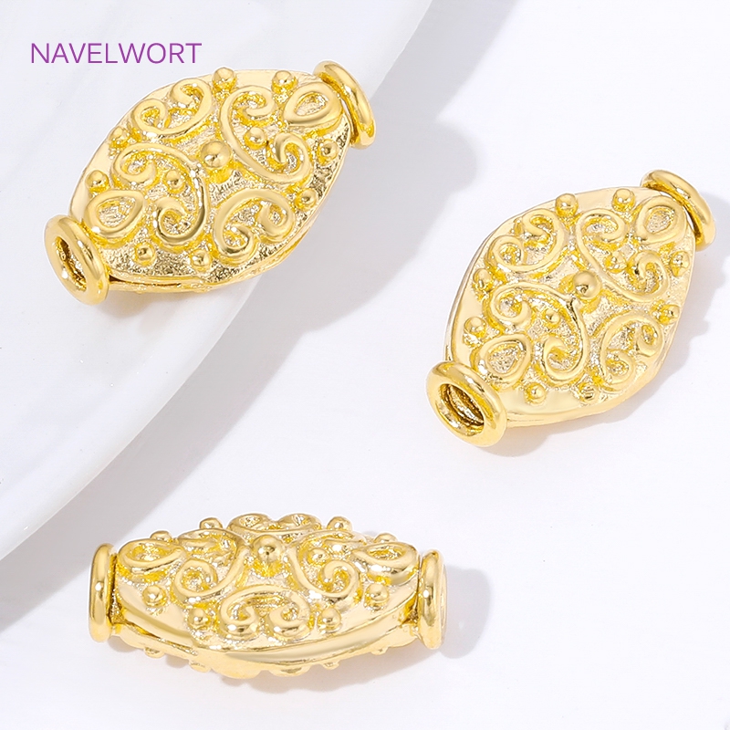 18K Gold Plated Oval Loose Bea - Jewelry Making Items incelemesi ve fiyatı