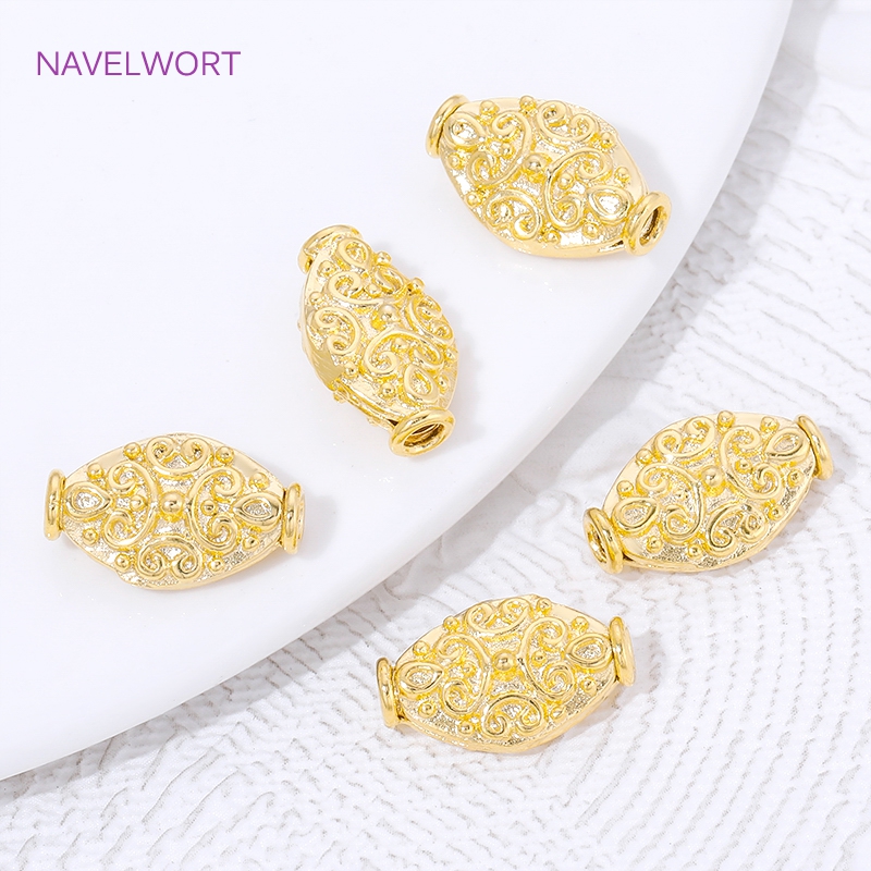 18K Gold Plated Oval Loose Bea - Jewelry Making Items incelemesi ve fiyatı