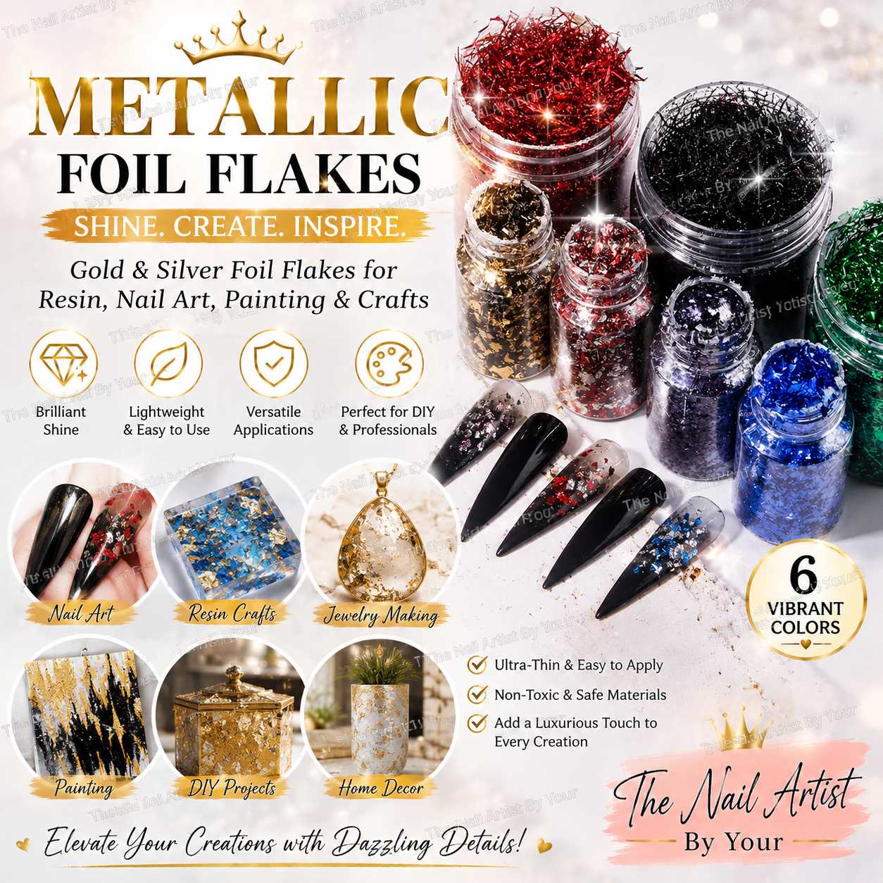 Metallic Foil Flakes Golden Si - Jewelry Making Event incelemesi ve fiyatı