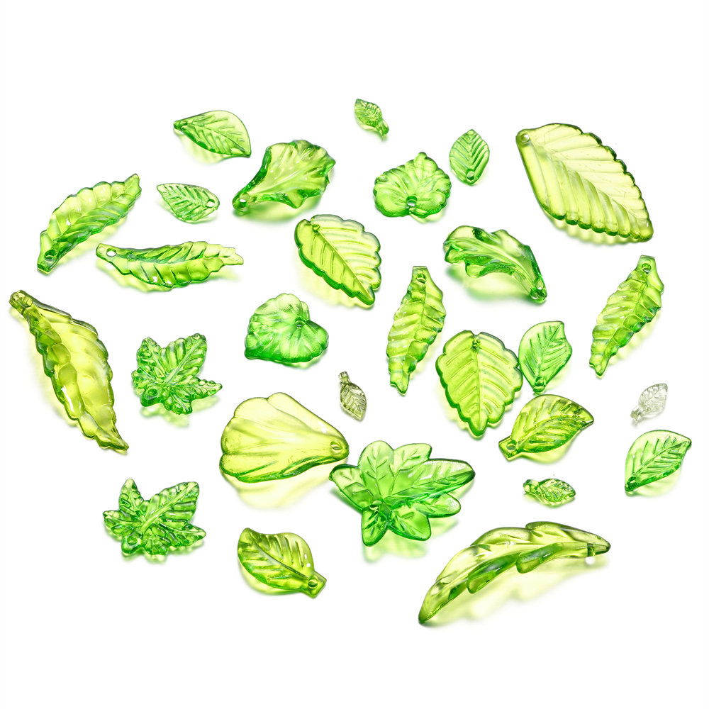 about 20pcs Green Acrylic Leaf - Jewelry Making Event incelemesi ve fiyatı