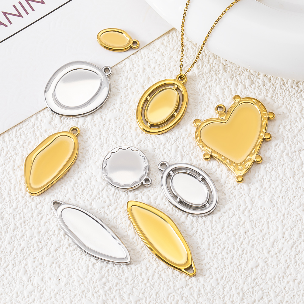 5pcs Stainless Steel Oval Hear - Pendant Blank Bezel incelemesi ve fiyatı