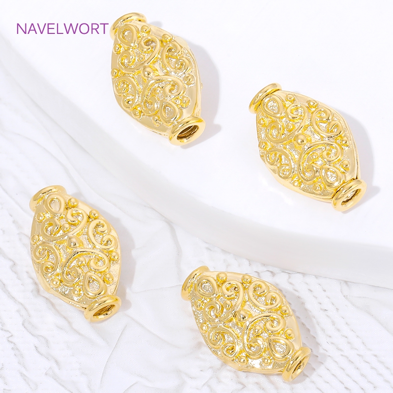 18K Gold Plated Oval Loose Bea - Jewelry Making Items incelemesi ve fiyatı